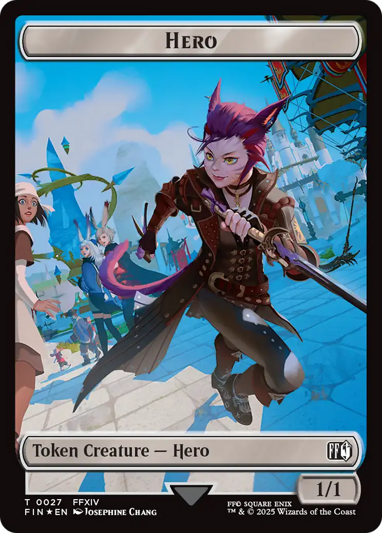 Spirit // Hero (0027) Double-Sided Token (Surge Foil) [FINAL FANTASY Commander Tokens] | Empire Gaming NC
