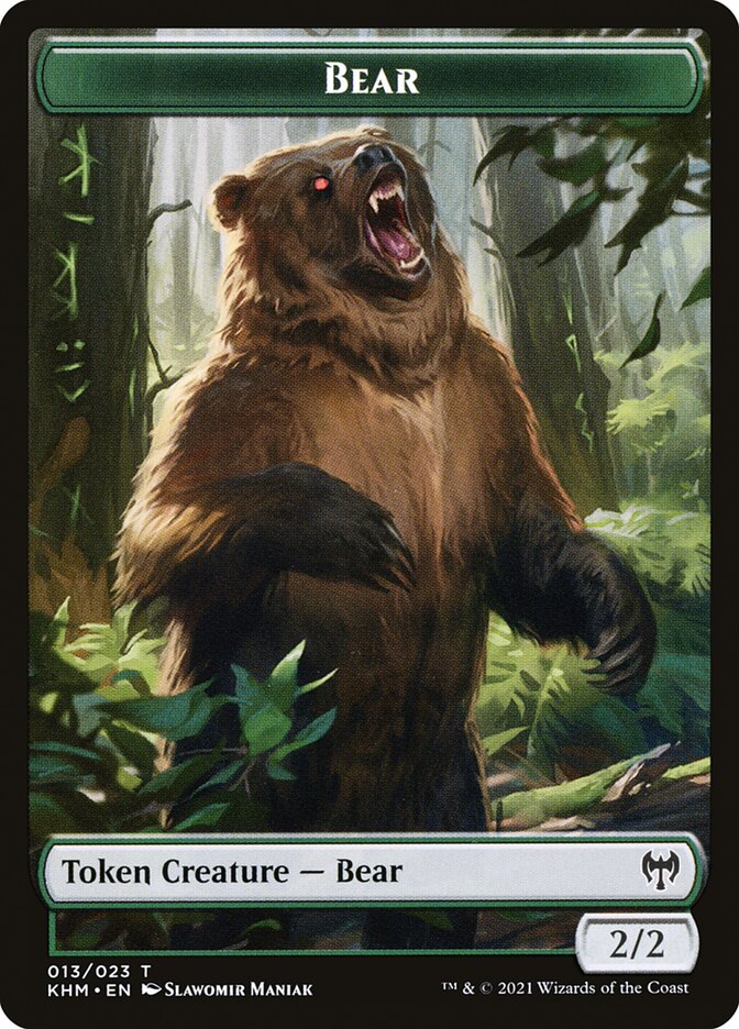 Elf Warrior // Bear Double-Sided Token [Kaldheim Tokens] | Empire Gaming NC