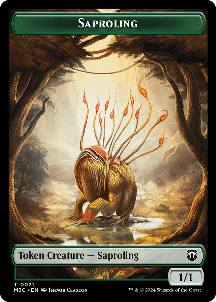 Tarmogoyf (Ripple Foil) // Saproling Double-Sided Token [Modern Horizons 3 Commander Tokens] | Empire Gaming NC