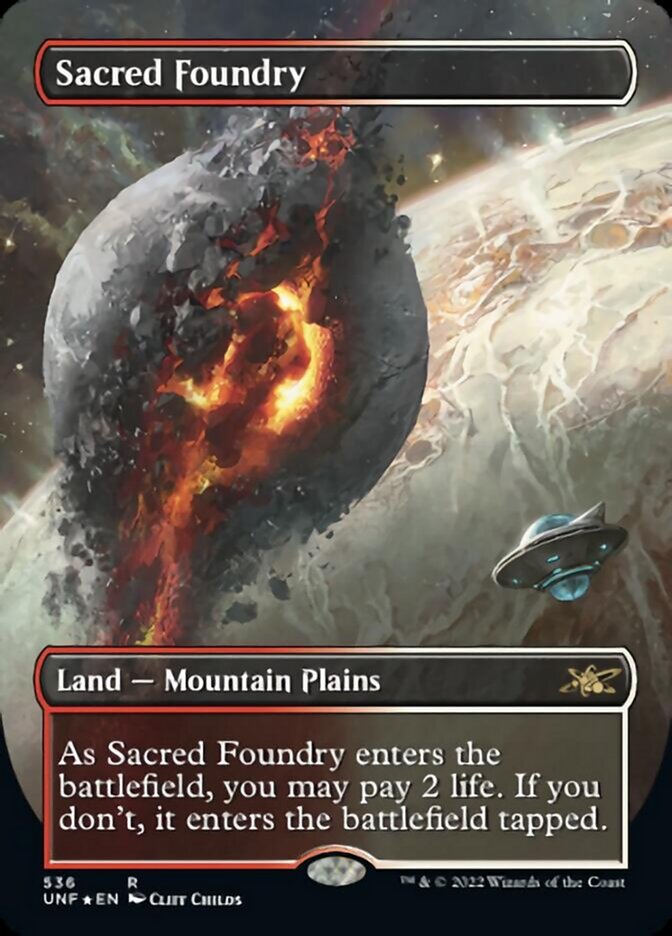 Sacred Foundry (Borderless) (Galaxy Foil) [Unfinity] | Empire Gaming NC