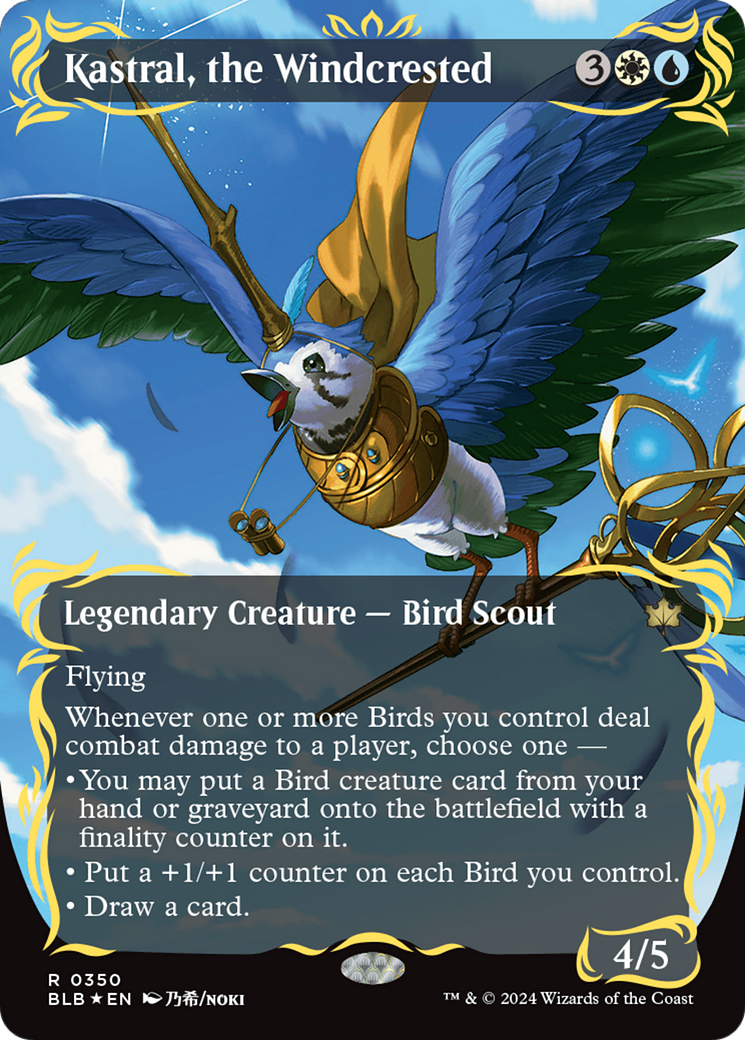 Kastral, the Windcrested (Borderless) (Raised Foil) [Bloomburrow] | Empire Gaming NC