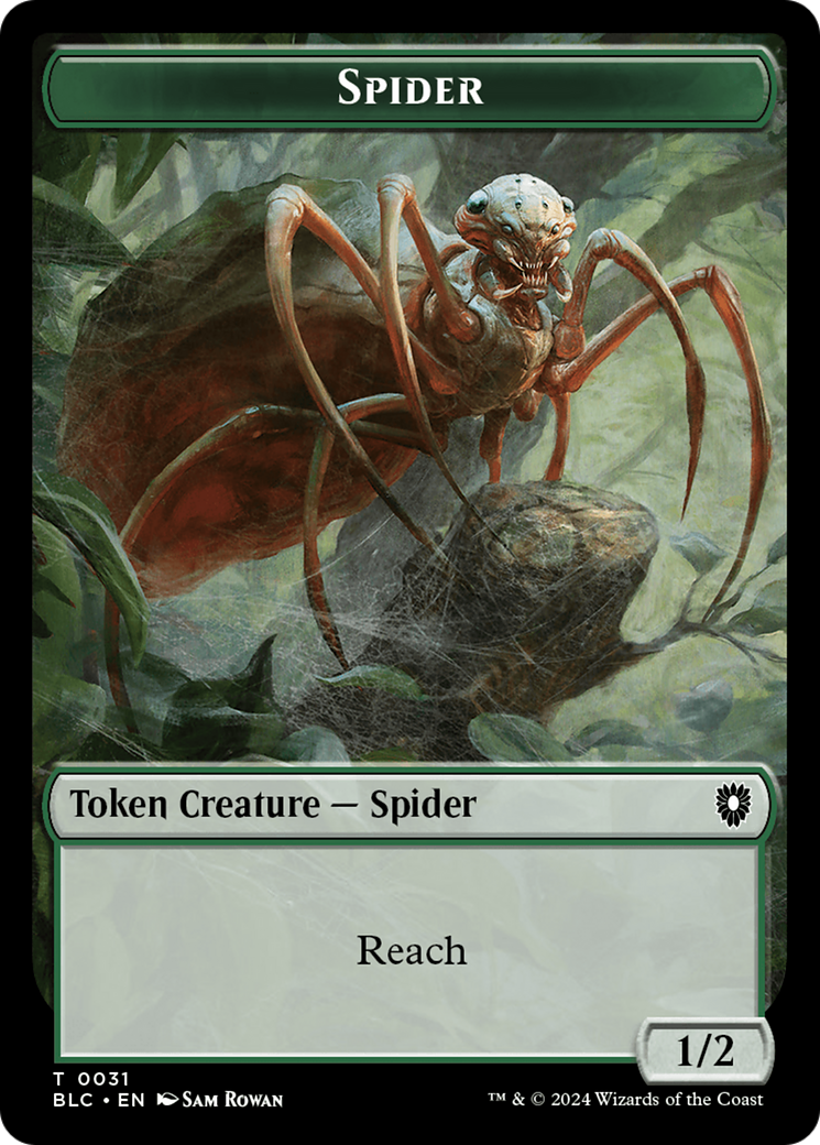 Spider // Blood Double-Sided Token [Bloomburrow Commander Tokens] | Empire Gaming NC