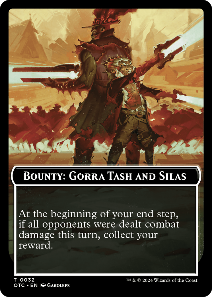 Bounty: Gorra Tash and Silas // Bounty Rules Double-Sided Token [Outlaws of Thunder Junction Commander Tokens] | Empire Gaming NC