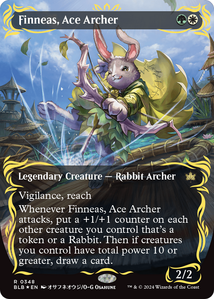 Finneas, Ace Archer (Borderless) (Raised Foil) [Bloomburrow] | Empire Gaming NC