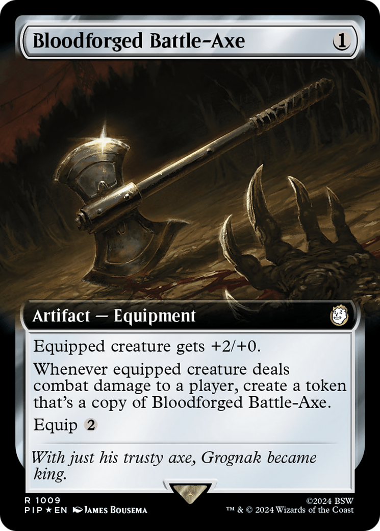 Bloodforged Battle-Axe (Extended Art) (Surge Foil) [Fallout] | Empire Gaming NC