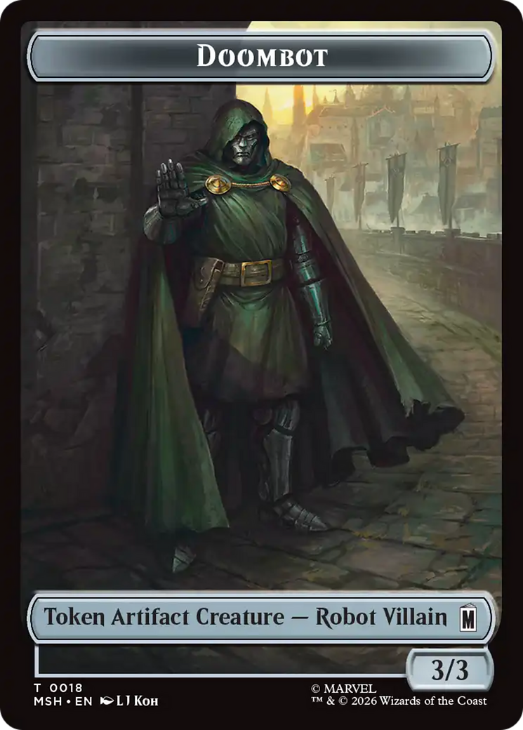 Merfolk // Doombot Double-Sided Token [Marvel Super Heroes Tokens] | Empire Gaming NC