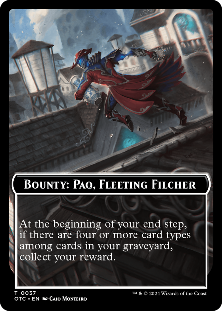 Bounty: Paq, Fleeting Filcher // Bounty Rules Double-Sided Token [Outlaws of Thunder Junction Commander Tokens] | Empire Gaming NC