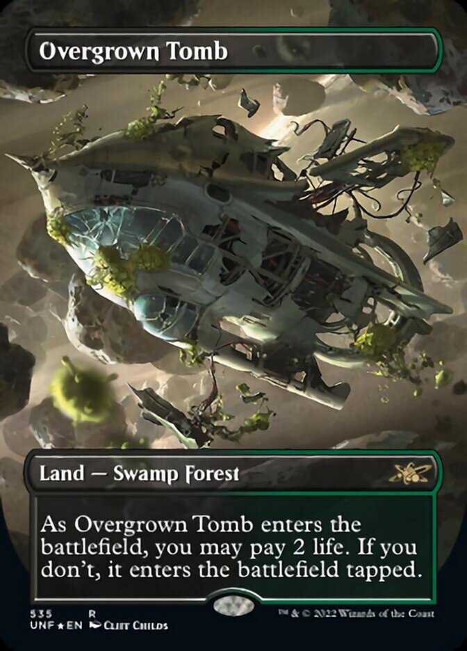 Overgrown Tomb (Borderless) (Galaxy Foil) [Unfinity] | Empire Gaming NC