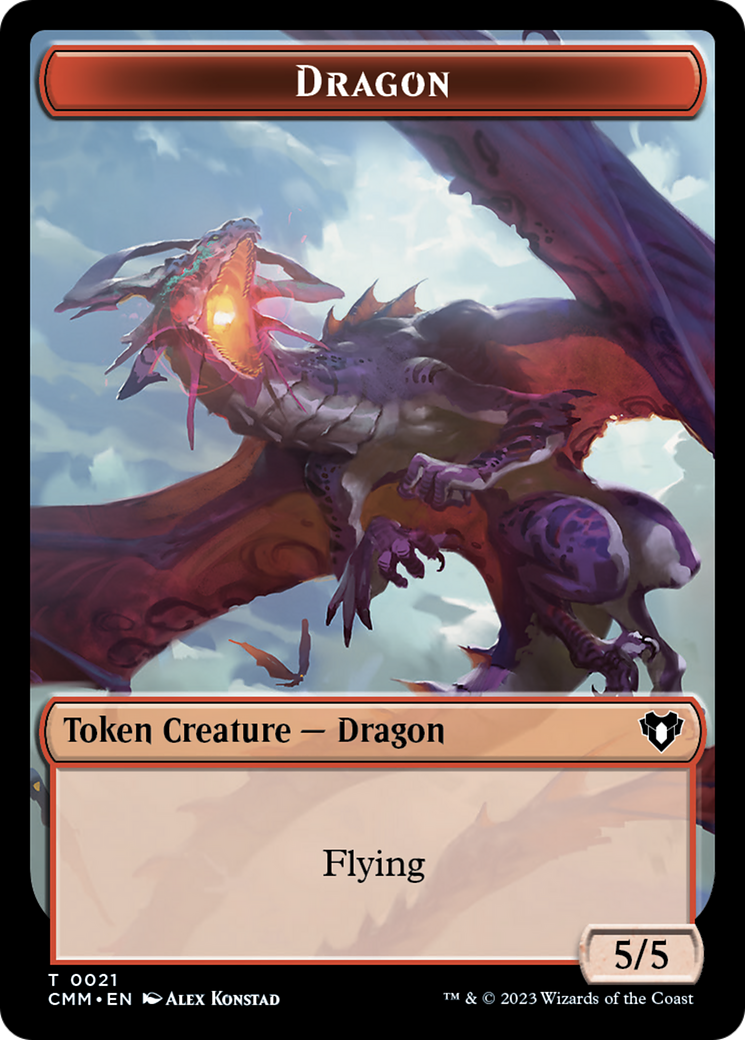 Saproling // Dragon (0021) Double-Sided Token [Commander Masters Tokens] | Empire Gaming NC