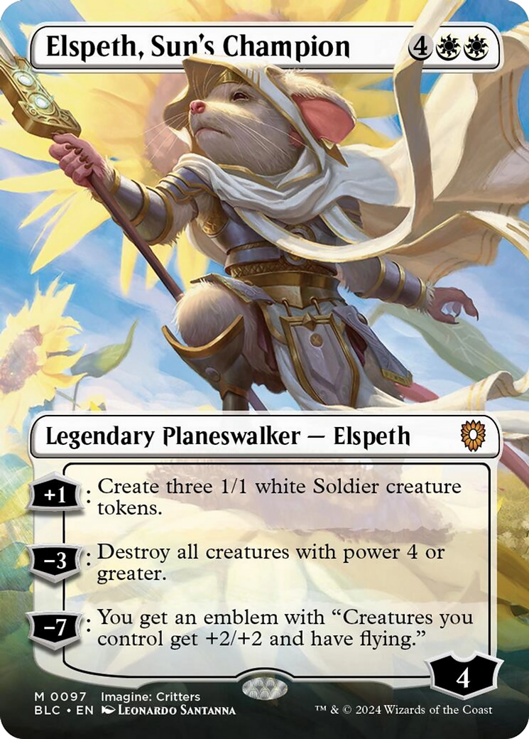 Elspeth, Sun's Champion (Borderless) [Bloomburrow Commander] | Empire Gaming NC