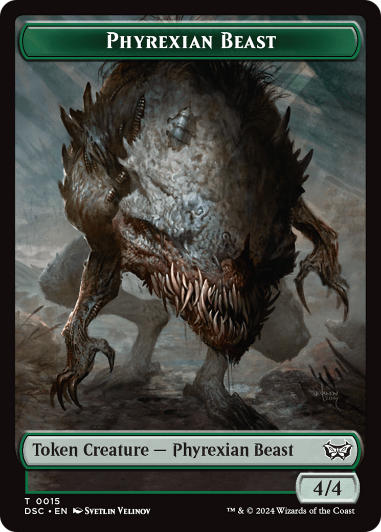 Phyrexian Beast //Manifest Double-Sided Token [Duskmourn: House of Horror Commander Tokens] | Empire Gaming NC