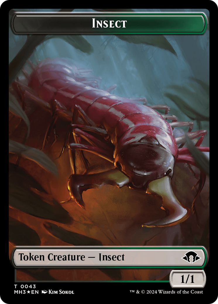 Insect (0043) (Ripple Foil) // Zombie Double-Sided Token [Modern Horizons 3 Tokens] | Empire Gaming NC