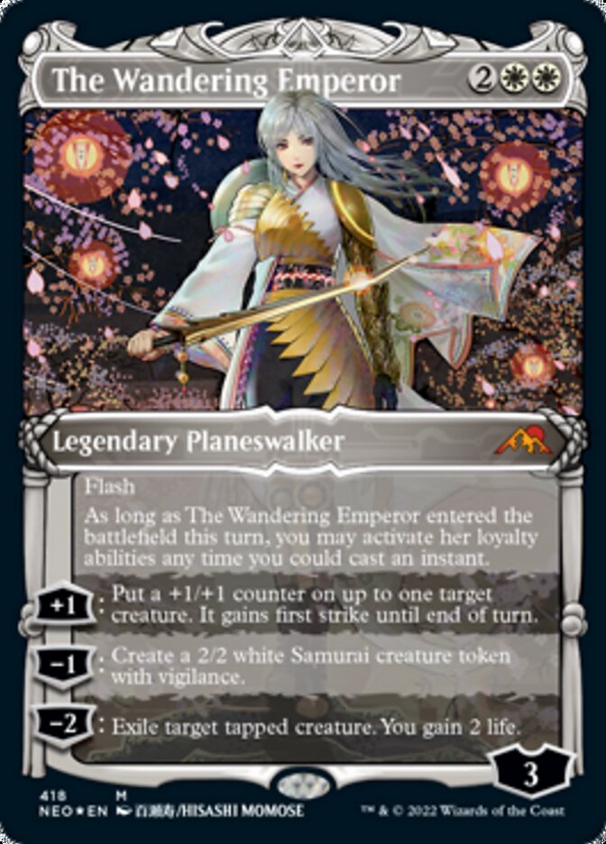 The Wandering Emperor (Showcase) (Foil Etched) [Kamigawa: Neon Dynasty] | Empire Gaming NC