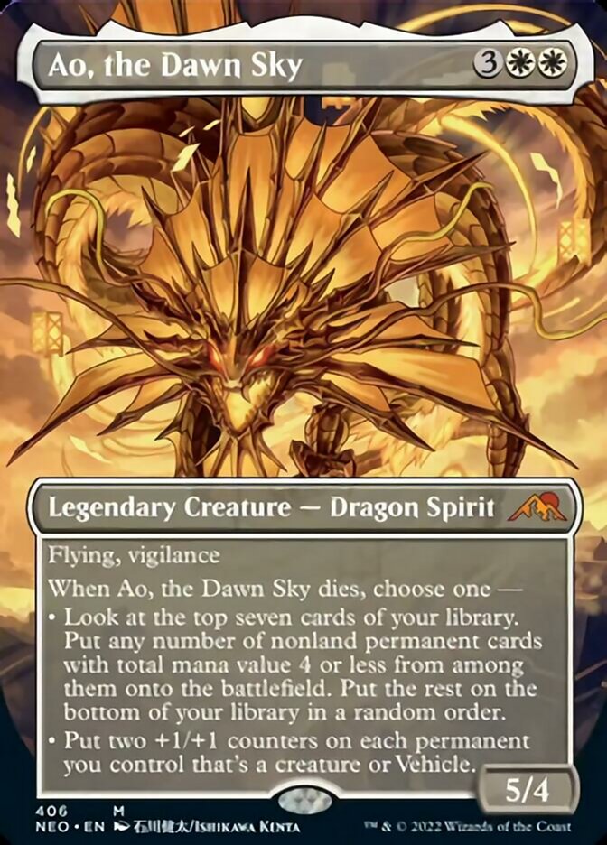 Ao, the Dawn Sky (Borderless Alternate Art) [Kamigawa: Neon Dynasty] | Empire Gaming NC