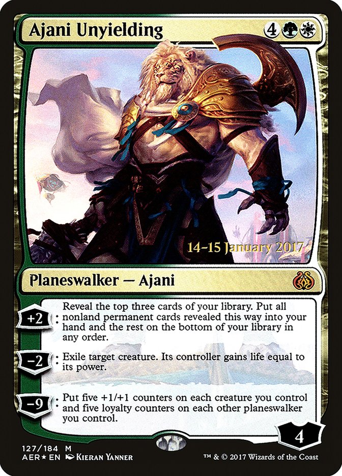 Ajani Unyielding [Aether Revolt Prerelease Promos] | Empire Gaming NC