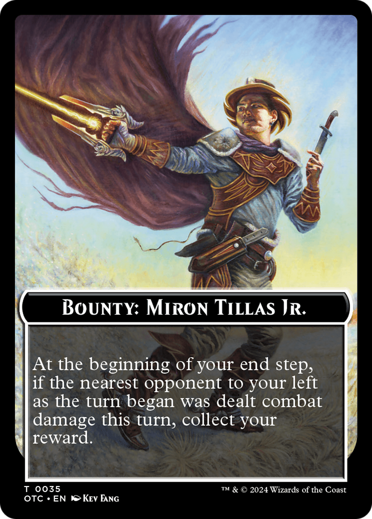 Bounty: Miron Tillas Jr. // Bounty Rules Double-Sided Token [Outlaws of Thunder Junction Commander Tokens] | Empire Gaming NC