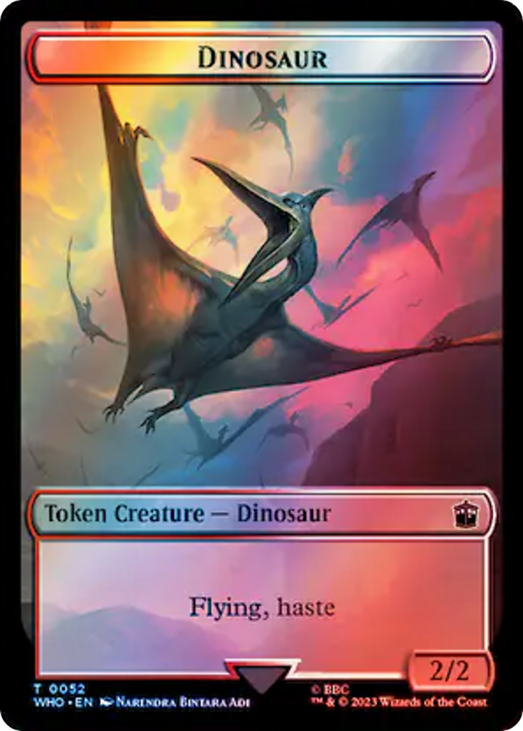 Human Rogue // Dinosaur Double-Sided Token (Surge Foil) [Doctor Who Tokens] | Empire Gaming NC