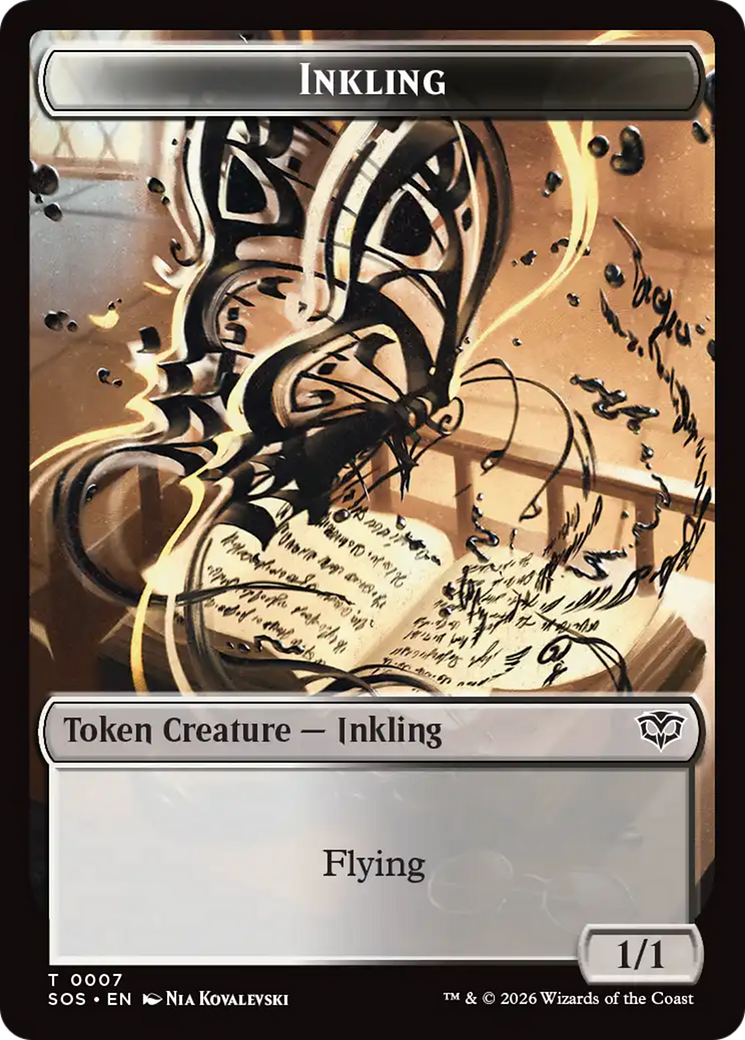 Inkling (0007) // Spirit (0011) Double-Sided Token [Secrets of Strixhaven Tokens] | Empire Gaming NC