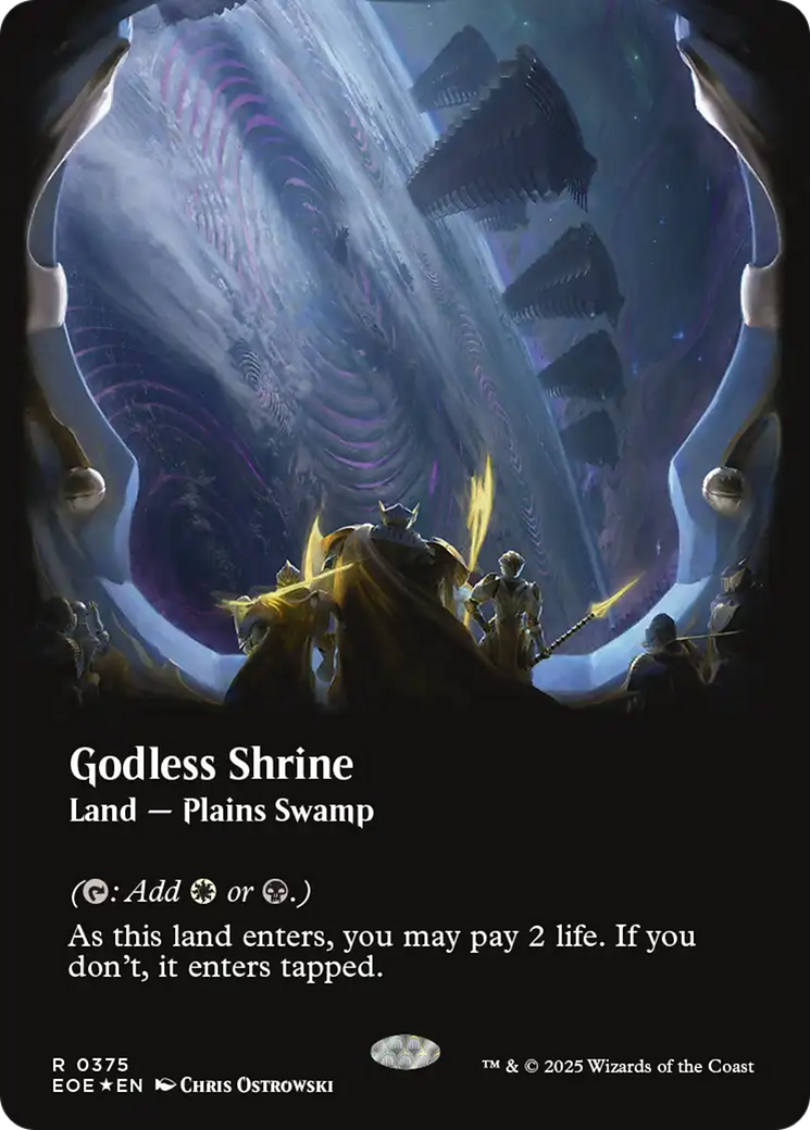Godless Shrine (Borderless) (Galaxy Foil) [Edge of Eternities] | Empire Gaming NC