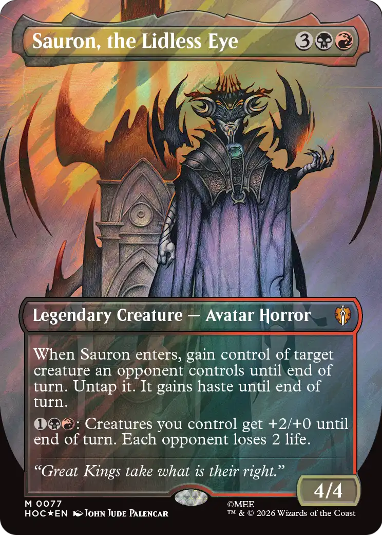 Sauron, the Lidless Eye (Borderless) (Surge Foil) [The Hobbit: Eternal-Legal] | Empire Gaming NC
