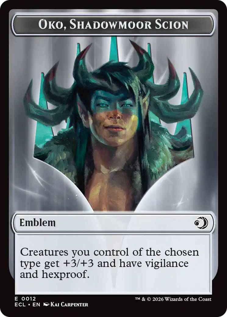 Elk // Emblem - Oko, Shadowmoor Scion Double-Sided Token [Lorwyn Eclipsed Tokens] | Empire Gaming NC