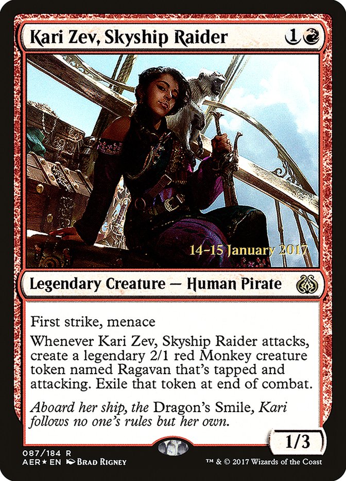 Kari Zev, Skyship Raider [Aether Revolt Prerelease Promos] | Empire Gaming NC