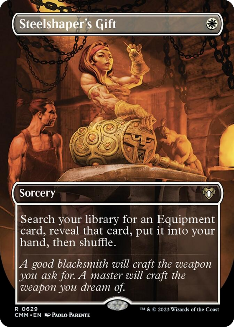 Steelshaper's Gift (Borderless Alternate Art) [Commander Masters] | Empire Gaming NC