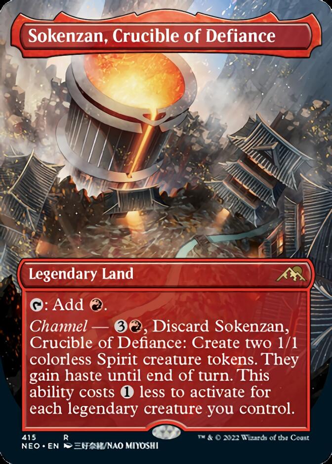 Sokenzan, Crucible of Defiance (Borderless Alternate Art) [Kamigawa: Neon Dynasty] | Empire Gaming NC