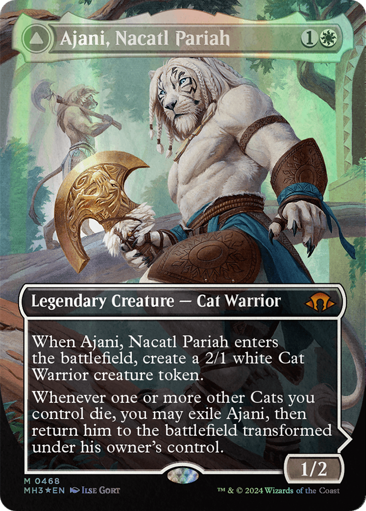 Ajani, Nacatl Pariah // Ajani, Nacatl Avenger (Borderless) (Textured Foil) [Modern Horizons 3] | Empire Gaming NC