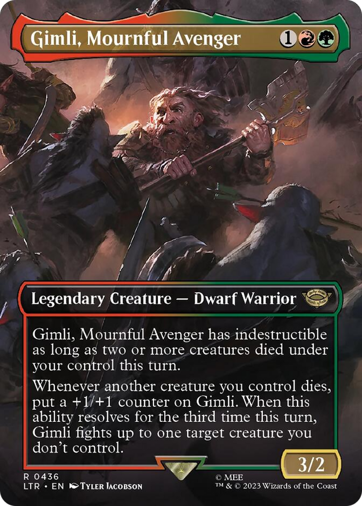 Gimli, Mournful Avenger (Borderless Alternate Art) [The Lord of the Rings: Tales of Middle-Earth] | Empire Gaming NC