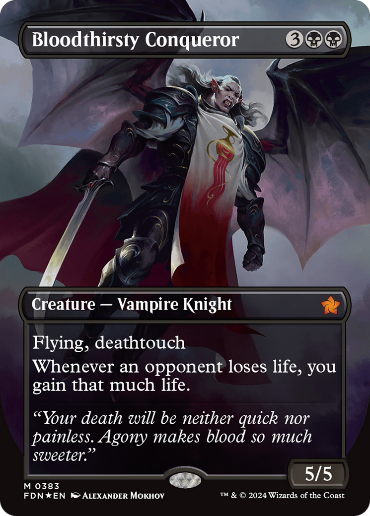 Bloodthirsty Conqueror (Borderless) (Mana Foil) [Foundations] | Empire Gaming NC