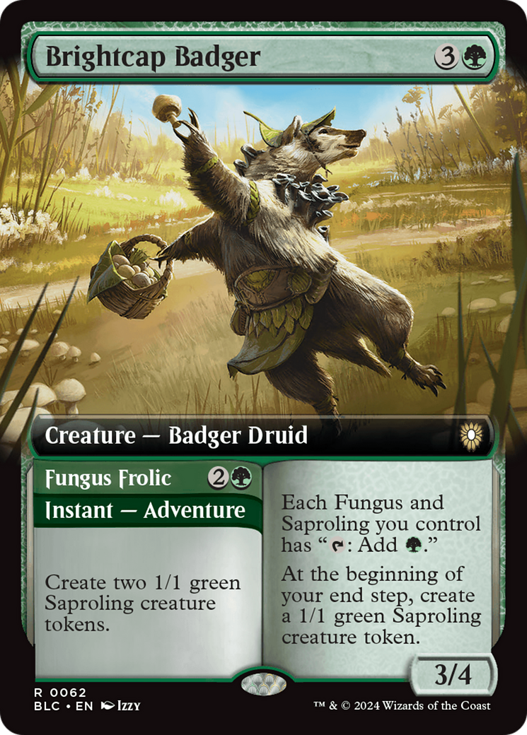 Brightcap Badger // Fungus Frolic (Extended Art) [Bloomburrow Commander] | Empire Gaming NC