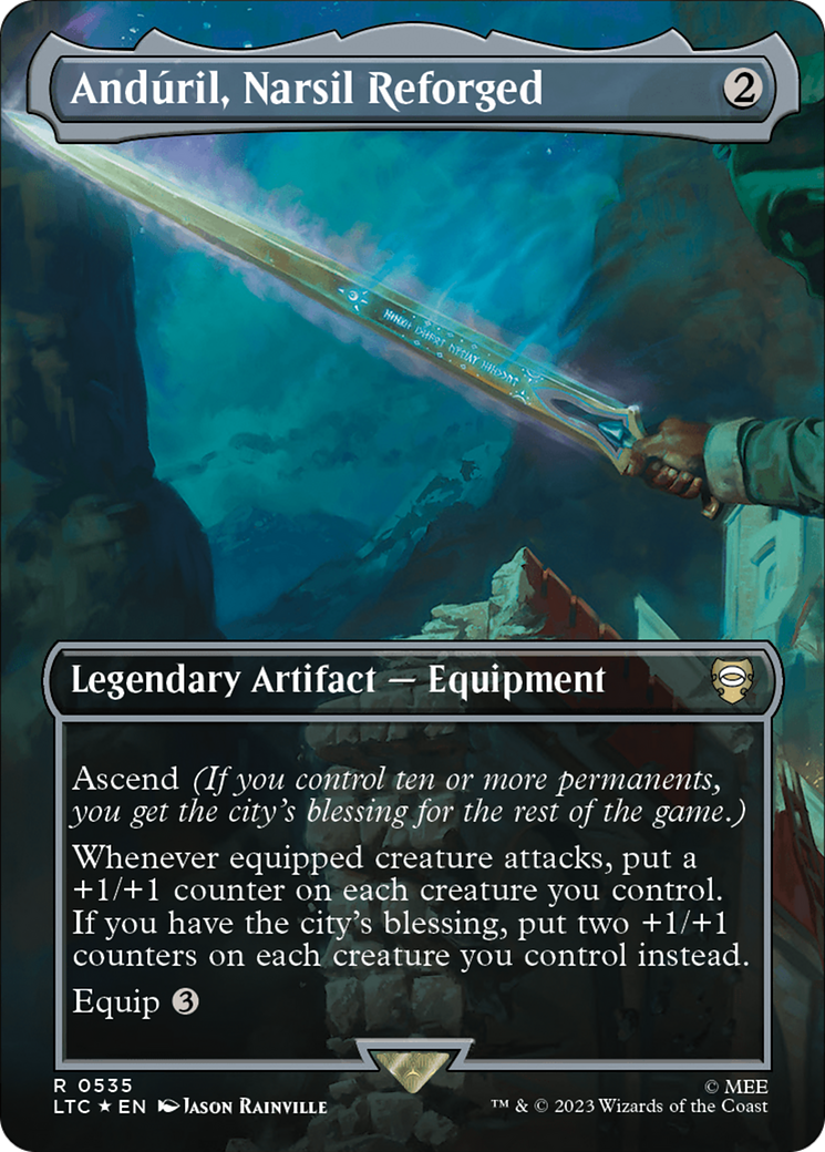 Anduril, Narsil Reforged (Borderless) (Surge Foil) [The Lord of the Rings: Tales of Middle-Earth Commander] | Empire Gaming NC