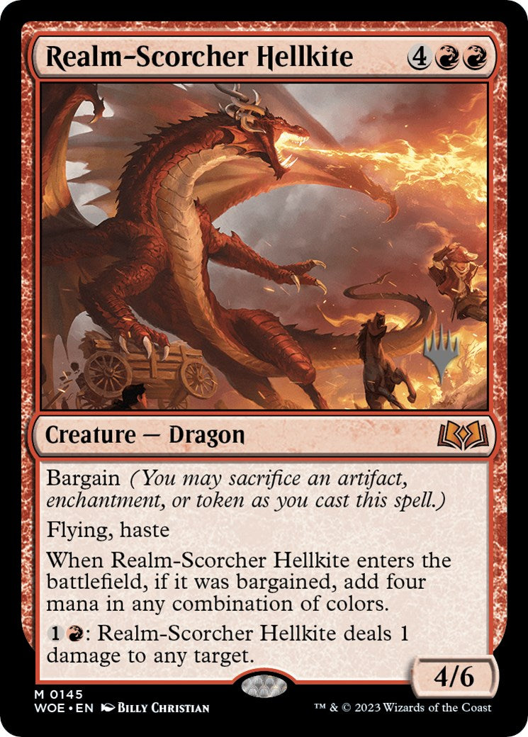 Realm-Scorcher Hellkite (Promo Pack) [Wilds of Eldraine Promos] | Empire Gaming NC