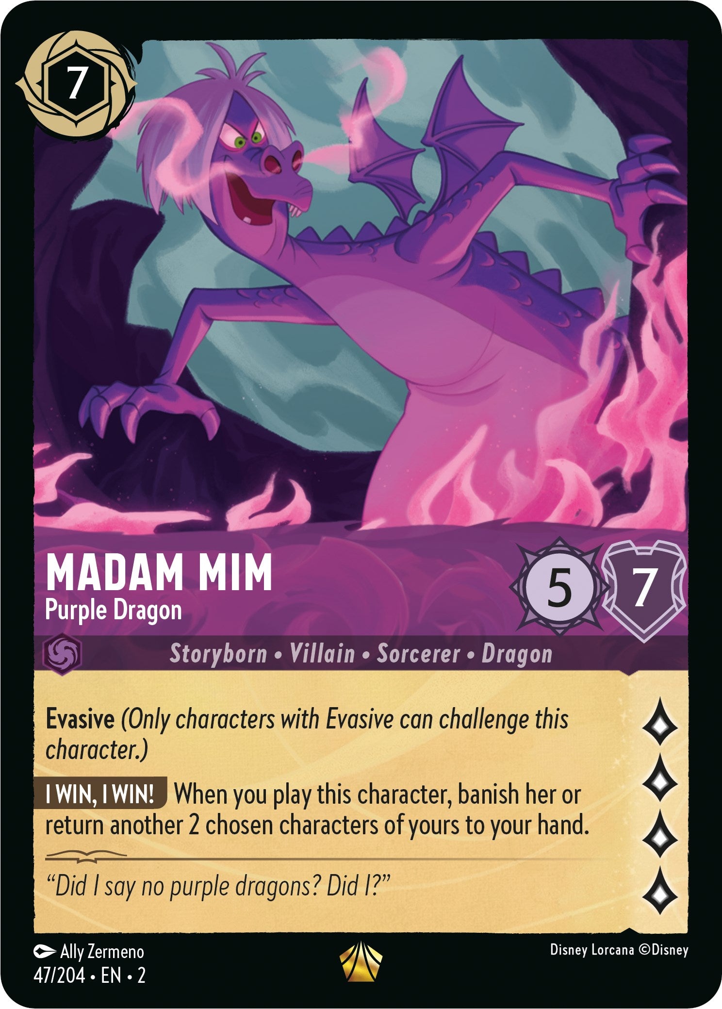 Madam Mim - Purple Dragon (47/204) [Rise of the Floodborn] | Empire Gaming NC