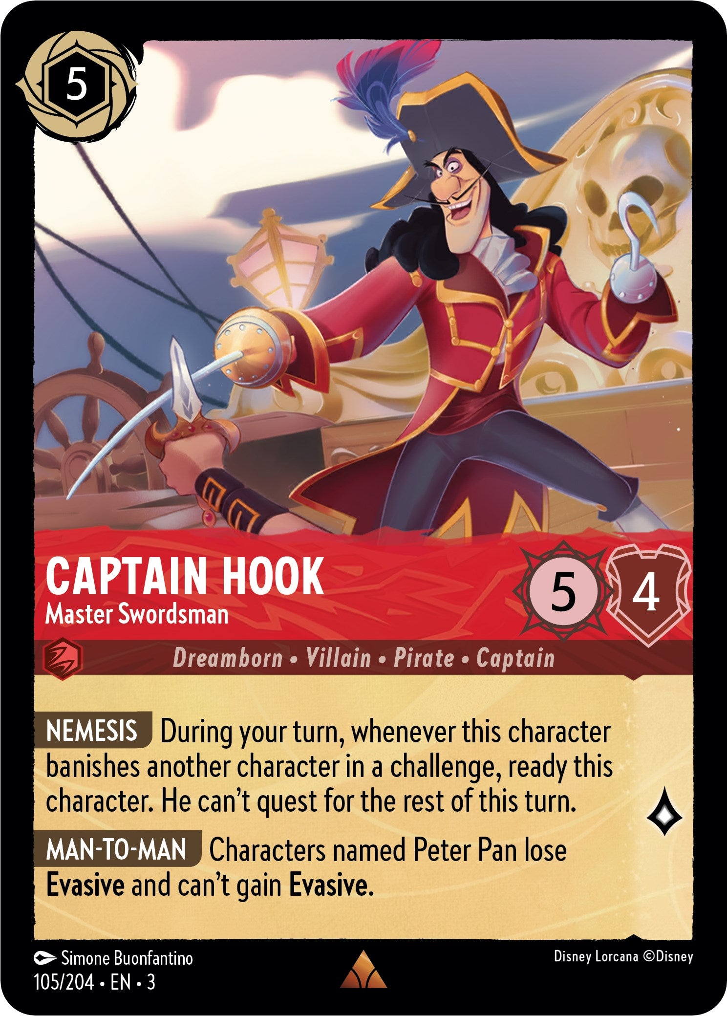 Captain Hook - Master Swordsman (105/204) [Into the Inklands] | Empire Gaming NC