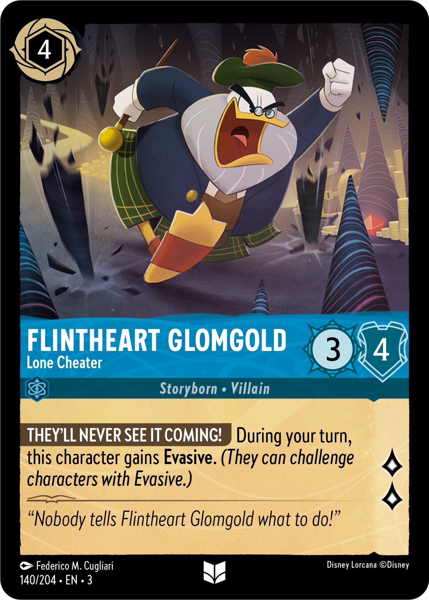 Flintheart Glomgold - Lone Cheater (140/204) [Into the Inklands] | Empire Gaming NC