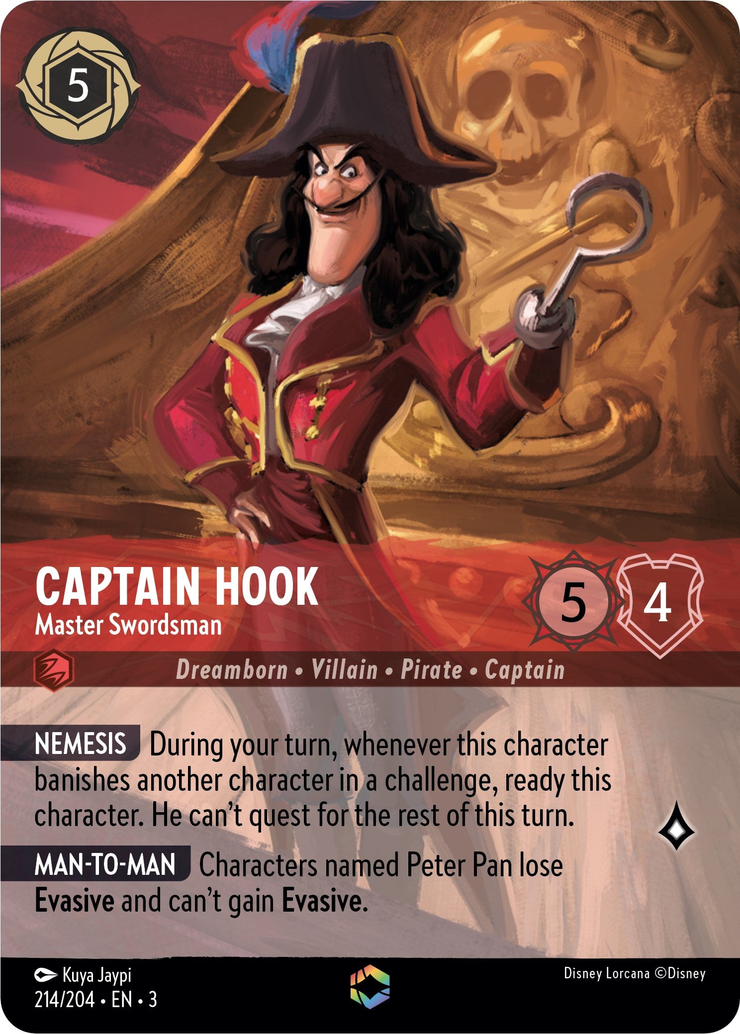 Captain Hook - Master Swordsman (Alternate Art) (214/204) [Into the Inklands] | Empire Gaming NC