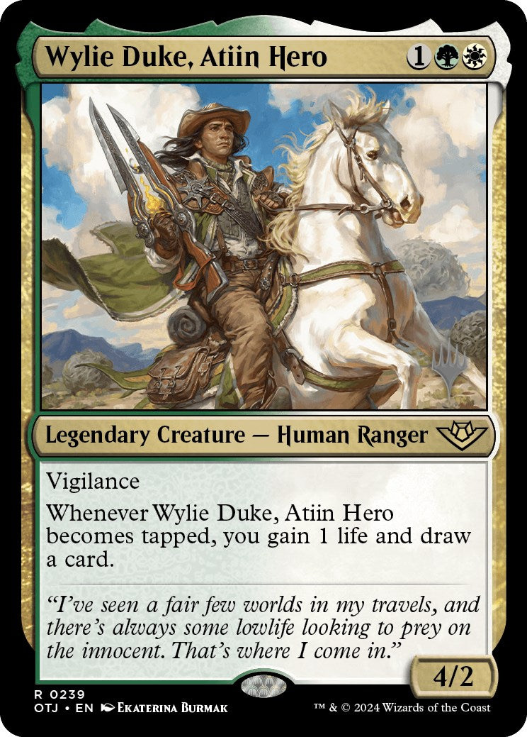 Wylie Duke, Atiin Hero (Promo Pack) [Outlaws of Thunder Junction Promos] | Empire Gaming NC