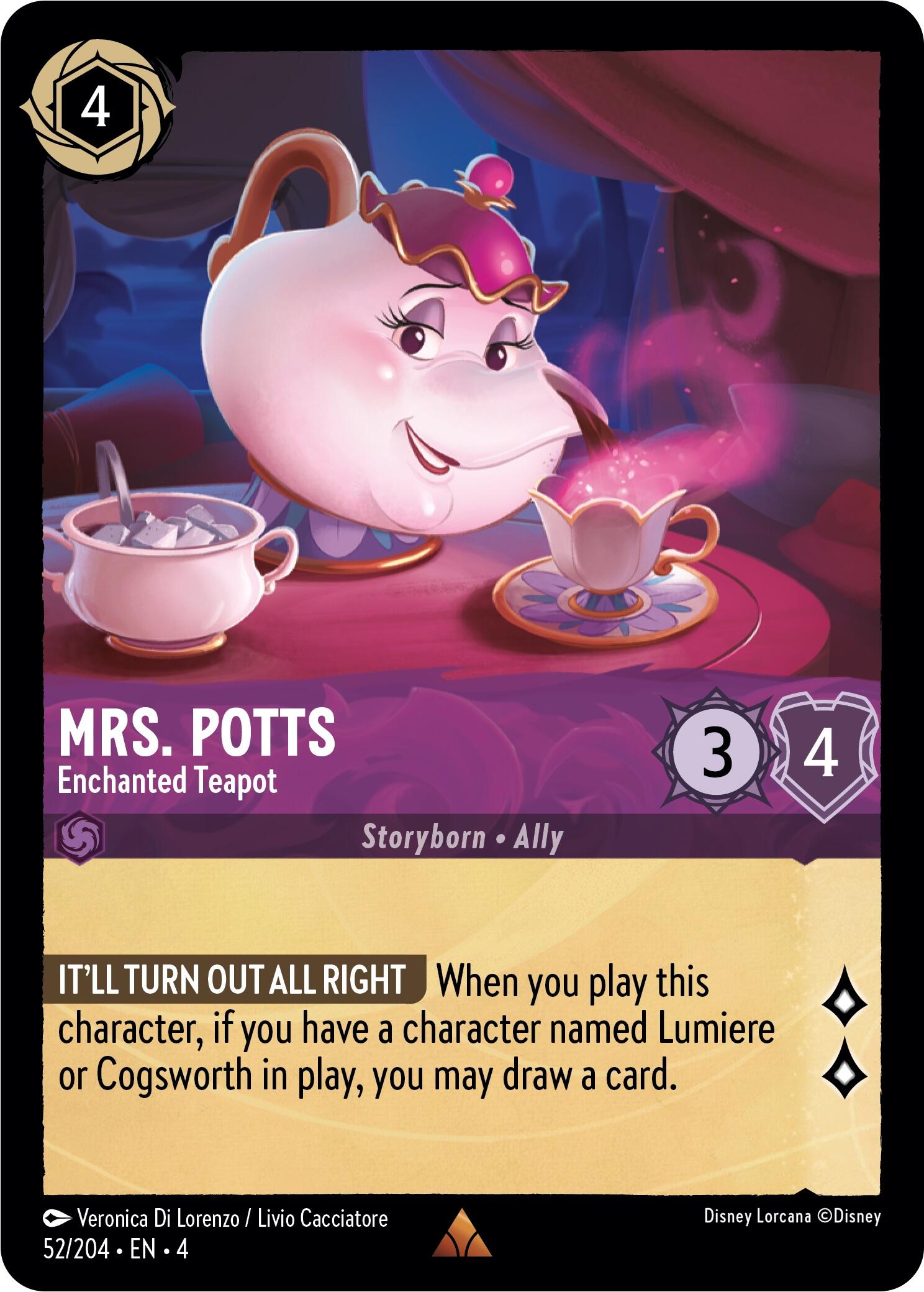 Mrs. Potts - Enchanted Teapot (52/204) [Ursula's Return] | Empire Gaming NC