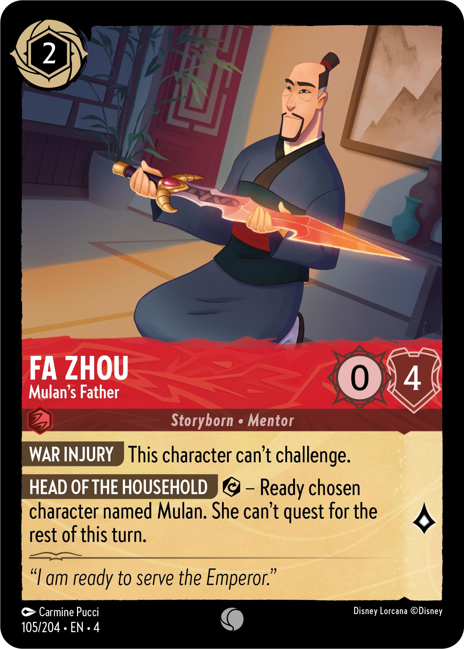 Fa Zhou - Mulan's Father (105/204) [Ursula's Return] | Empire Gaming NC