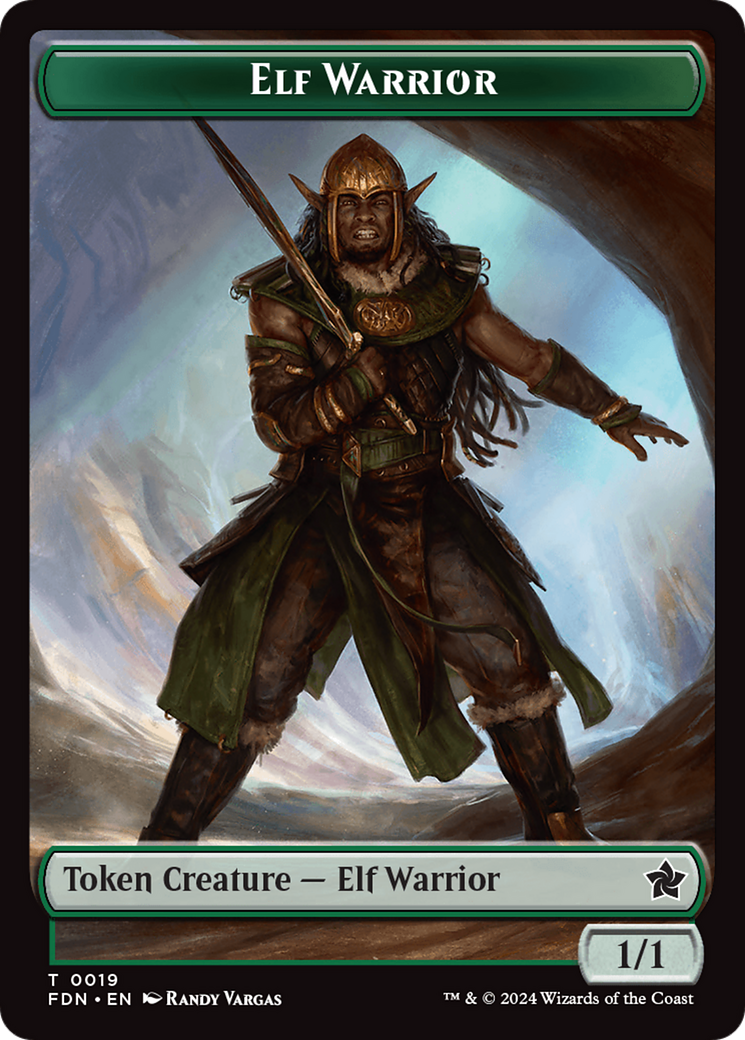 Elf Warrior // Rat (0030) Double-Sided Token [Foundations Tokens] | Empire Gaming NC