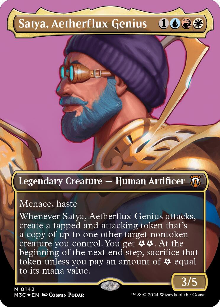 Satya, Aetherflux Genius (Borderless) (Ripple Foil) [Modern Horizons 3 Commander] | Empire Gaming NC