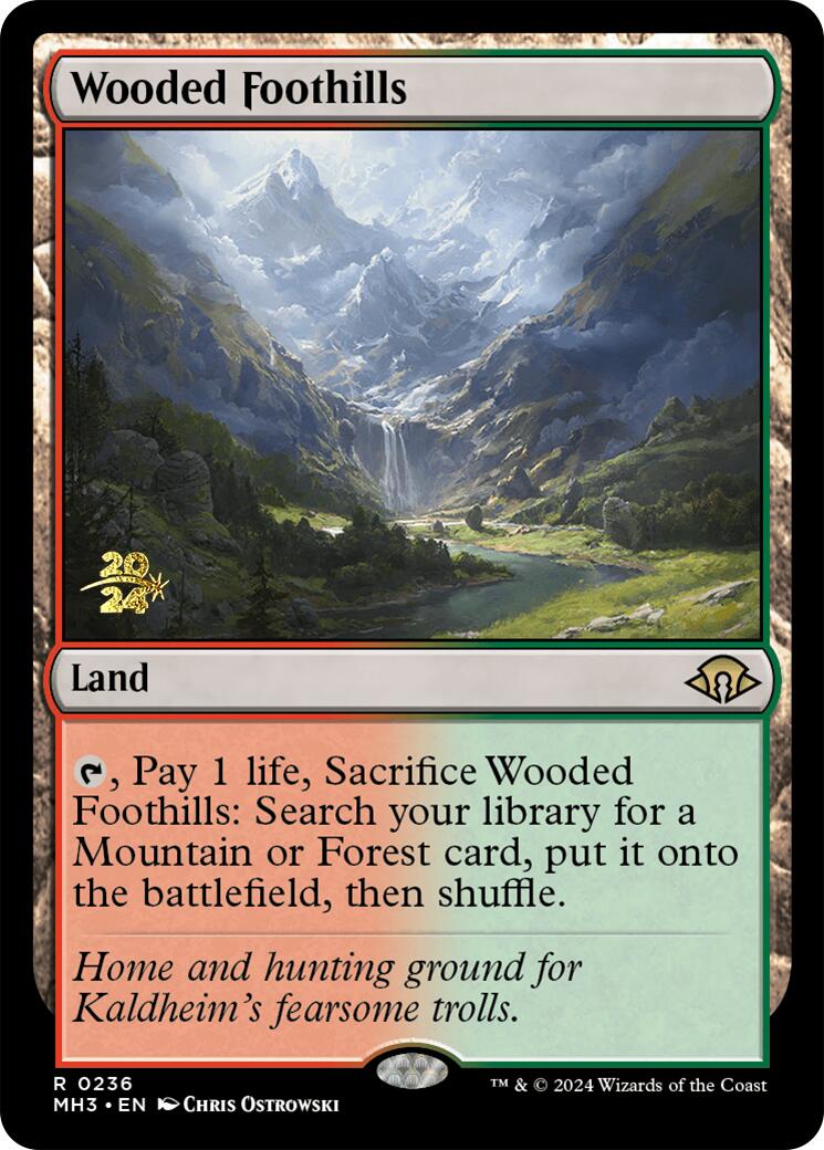 Wooded Foothills [Modern Horizons 3 Prerelease Promos] | Empire Gaming NC