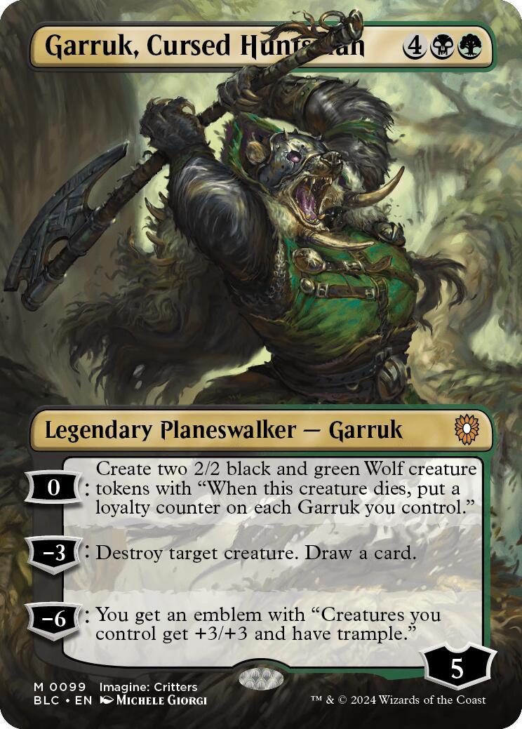 Garruk, Cursed Huntsman (Borderless) [Bloomburrow Commander] | Empire Gaming NC