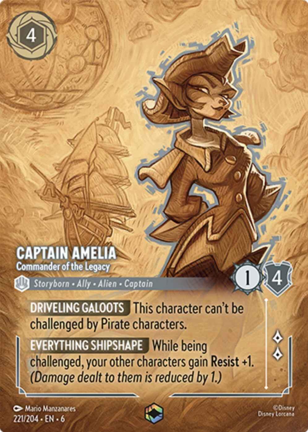 Captain Amelia - Commander of the Legacy (Enchanted) (221/204) [Azurite Sea] | Empire Gaming NC
