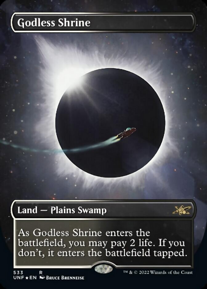 Godless Shrine (Borderless) (Galaxy Foil) [Unfinity] | Empire Gaming NC