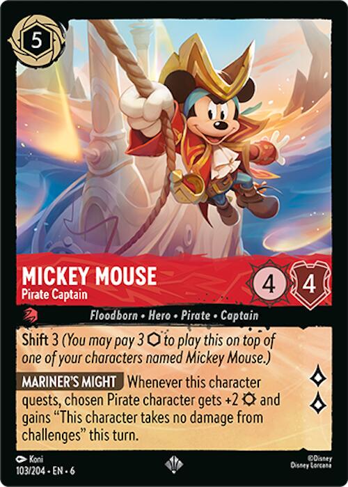 Mickey Mouse - Pirate Captain (103/204) [Azurite Sea] | Empire Gaming NC