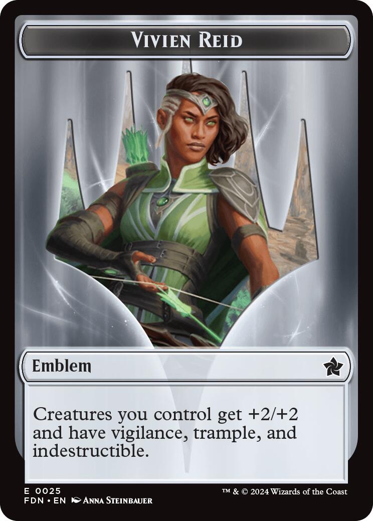 Emblem - Vivien Reid // Elf Warrior Double-Sided Token [Foundations Tokens] | Empire Gaming NC