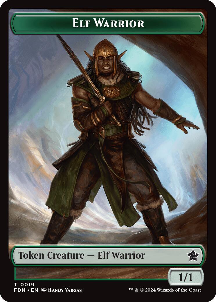 Elf Warrior // Raccoon Doubled-Sided Token [Foundations Tokens] | Empire Gaming NC